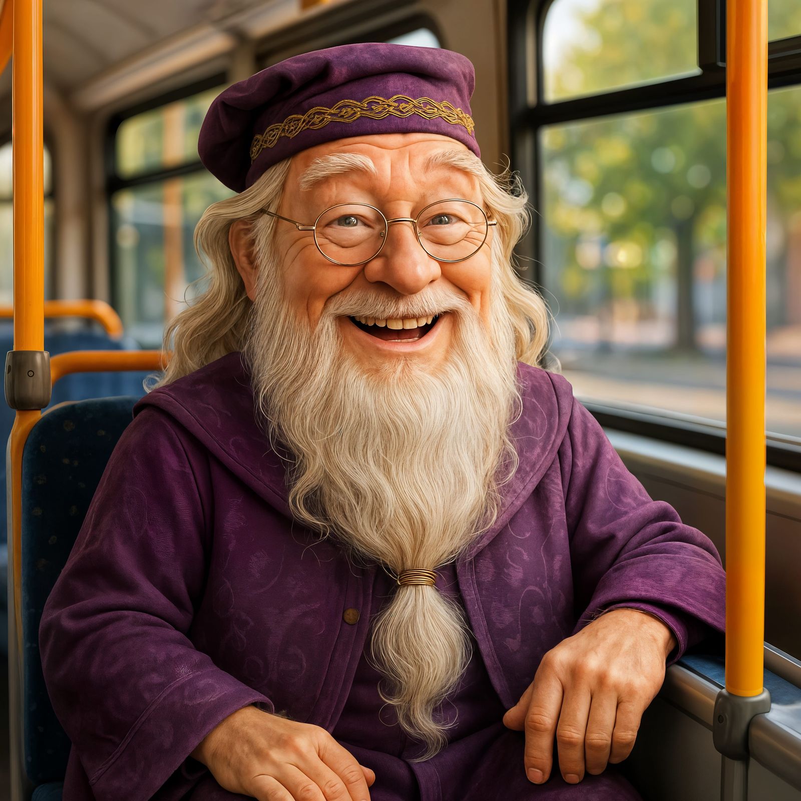 Cartoon Albus Dumbledore on the Bus