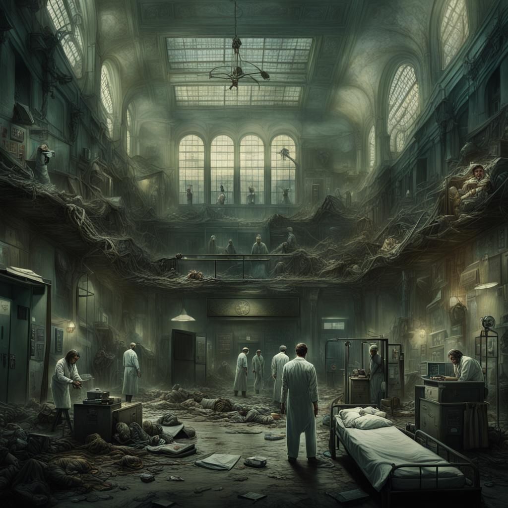 Disturbing Mummified Figures in Mental Hospital Setting