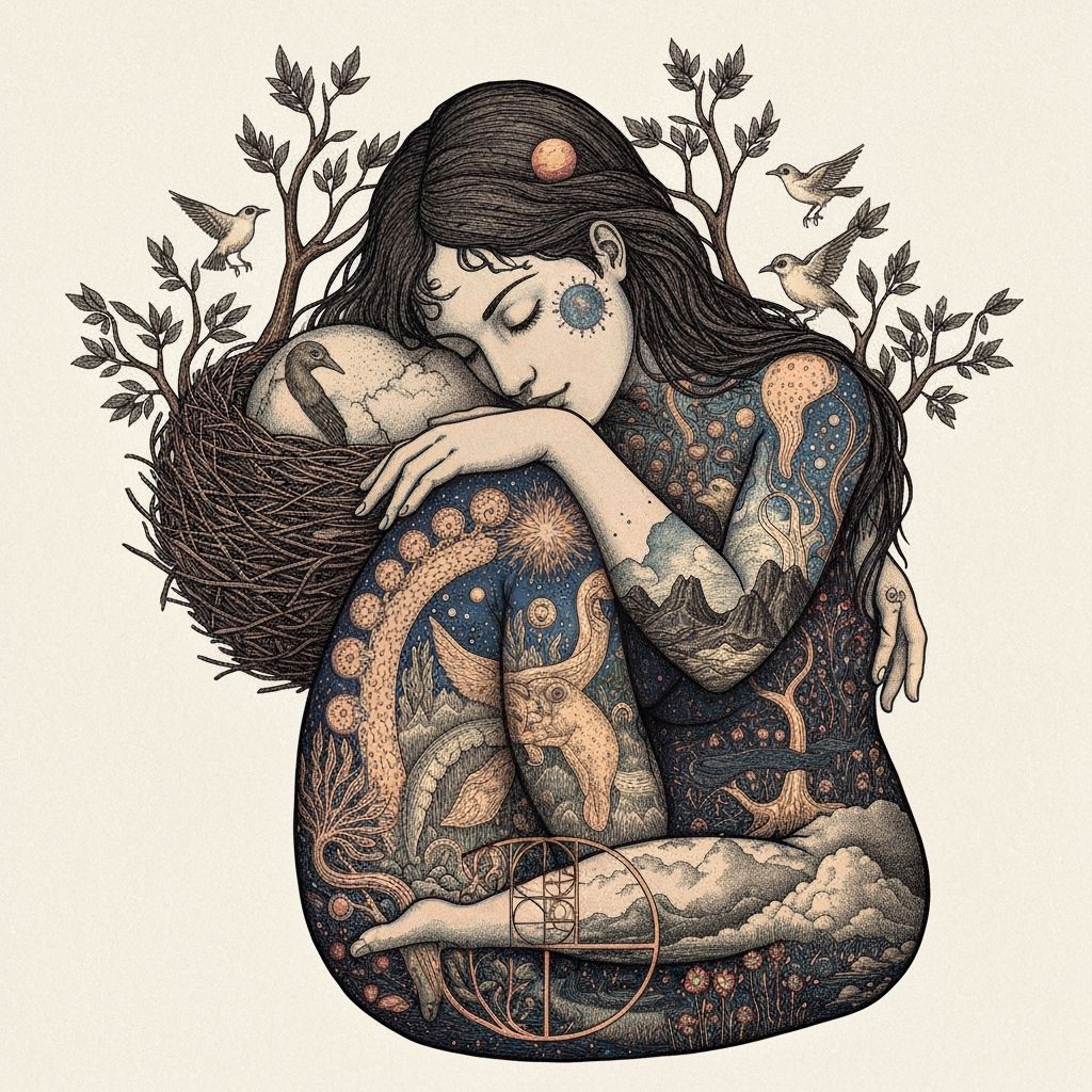 Dreamlike Mindscape: Woman Intertwined with Nature