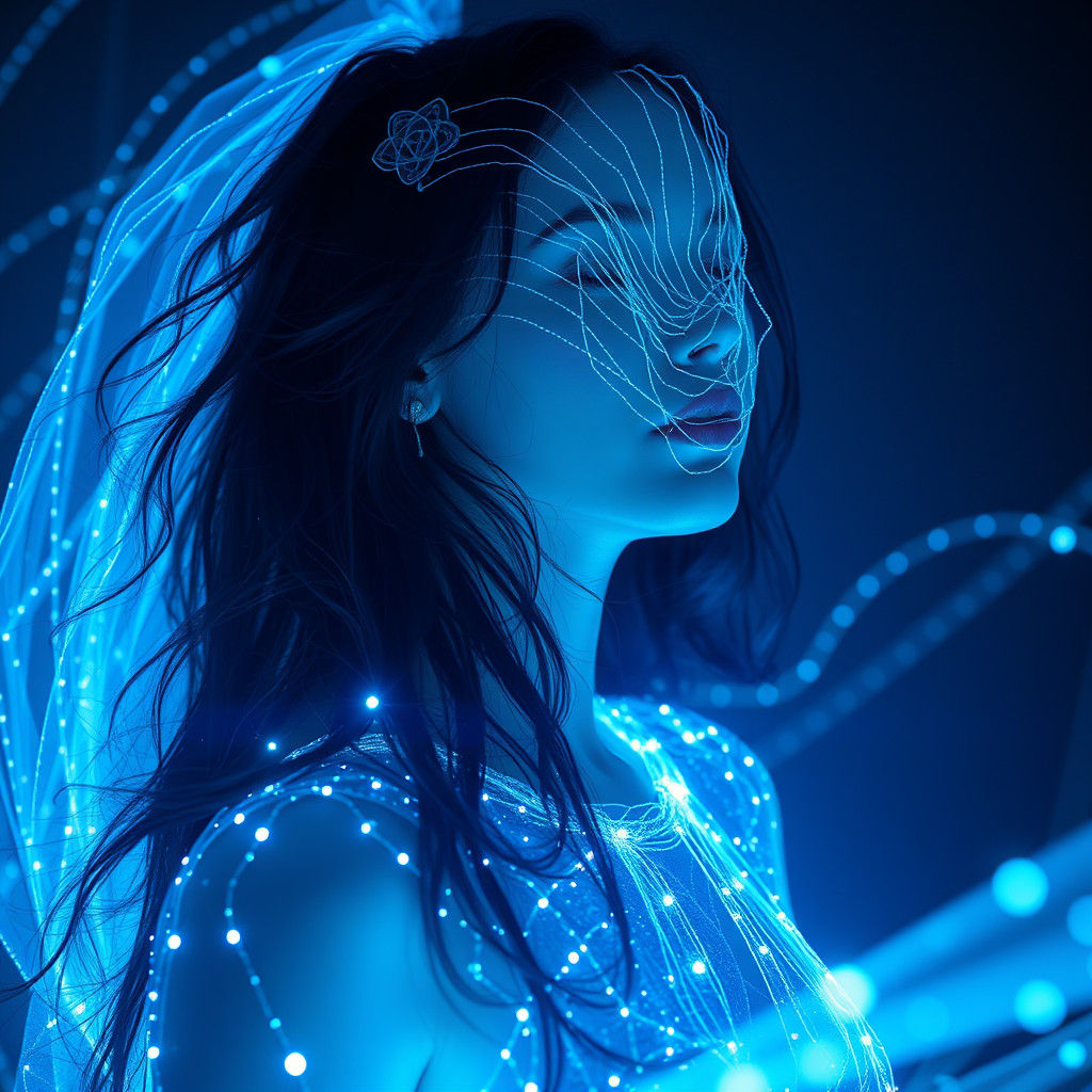 Gothic Woman Dancing in Bioluminescent Laser Light