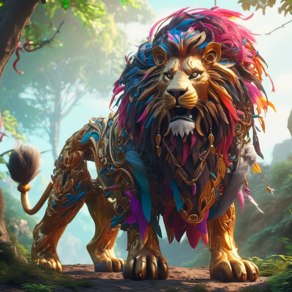 Lion in Jungle: Fantasy Concept Art