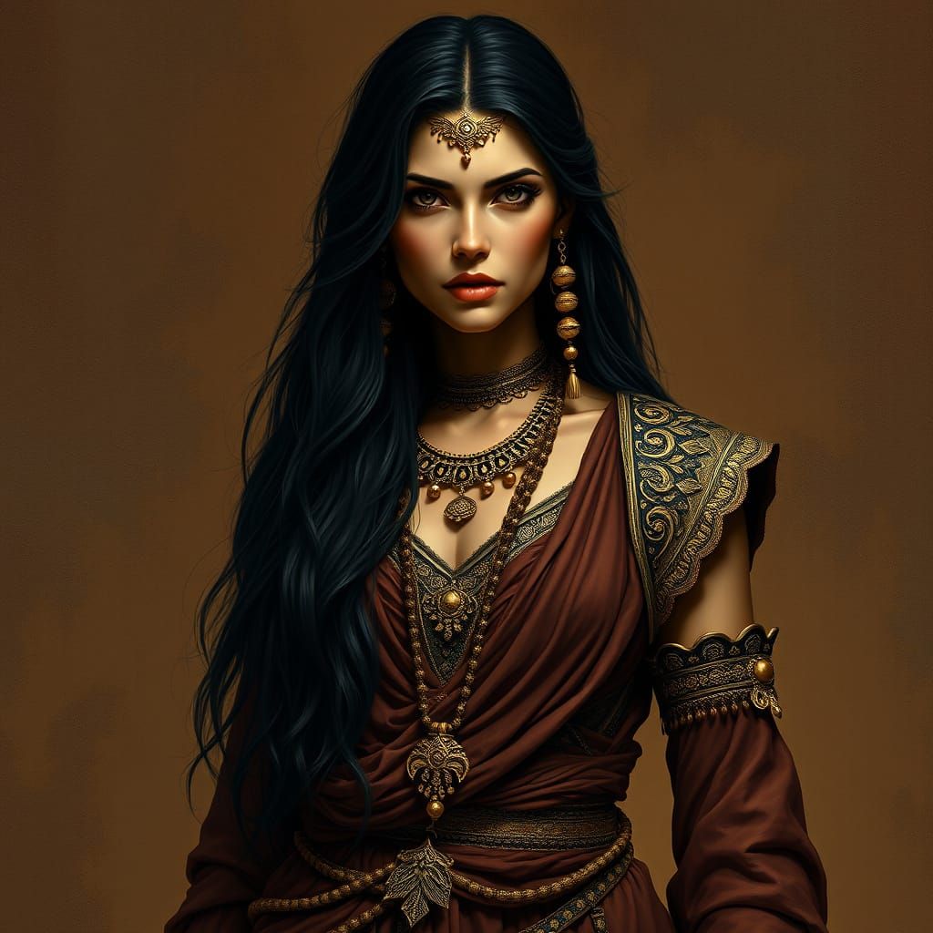 Ethereal Queen in Ancient Middle Eastern Attire