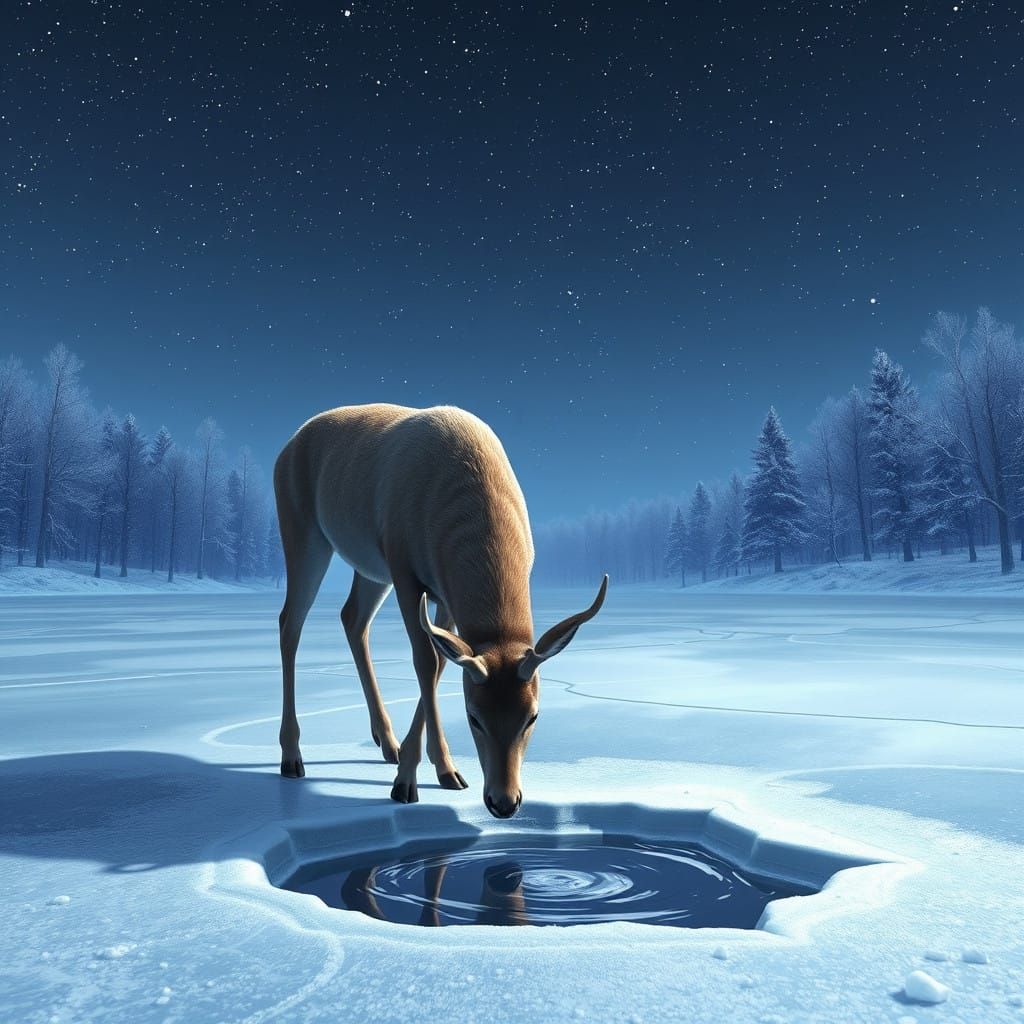 Serene Winter Wonderland in 3D Anime Style