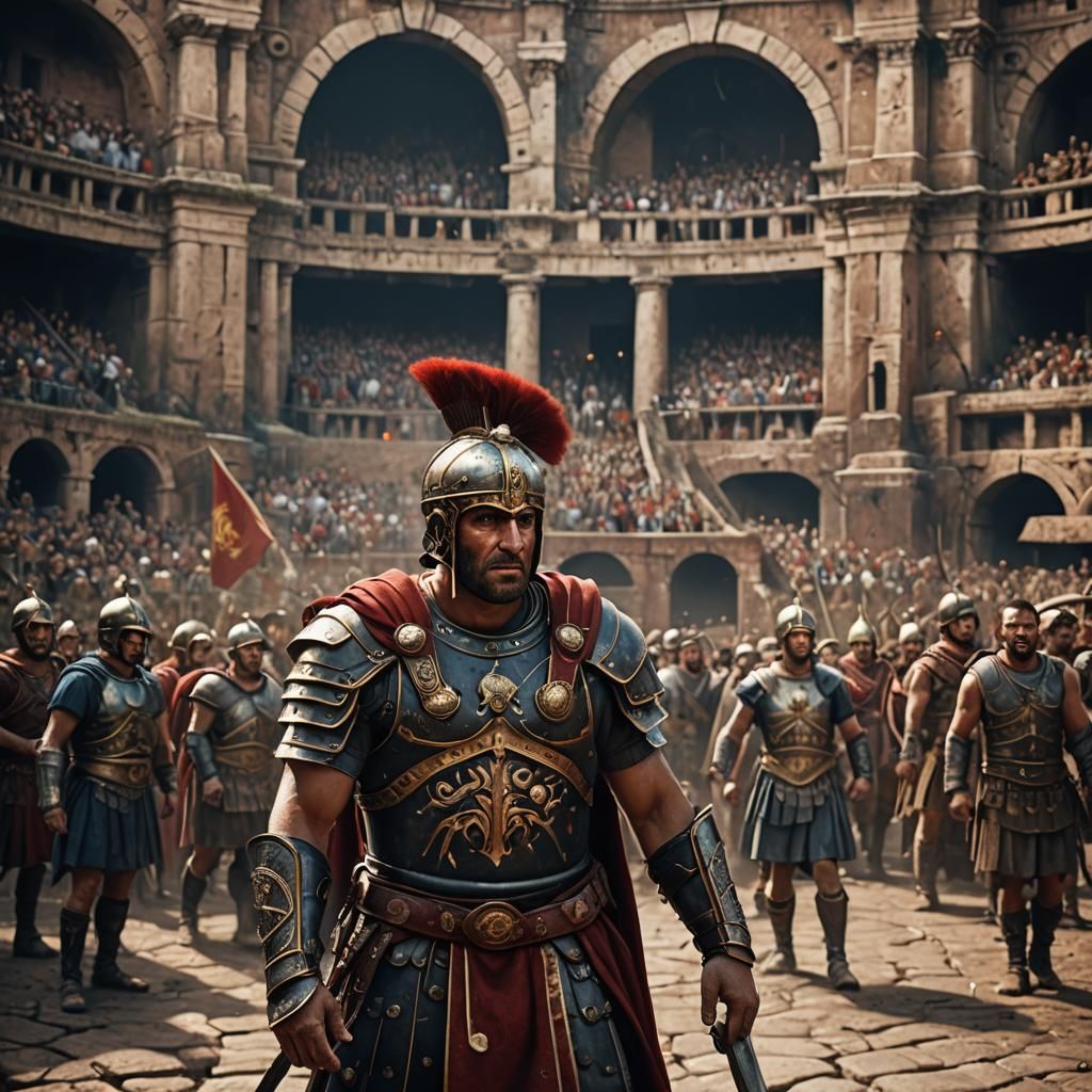 Roman Gladiator Portrait in Detailed Digital Painting