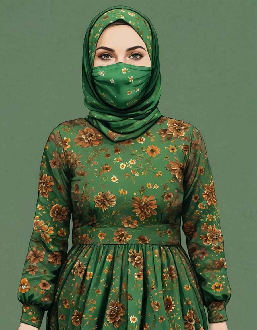 Attractive Woman in Hijab: Pop Art Portrait