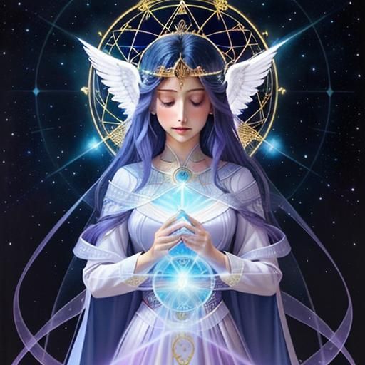 Ethereal Angel of Elements in Gouache Style