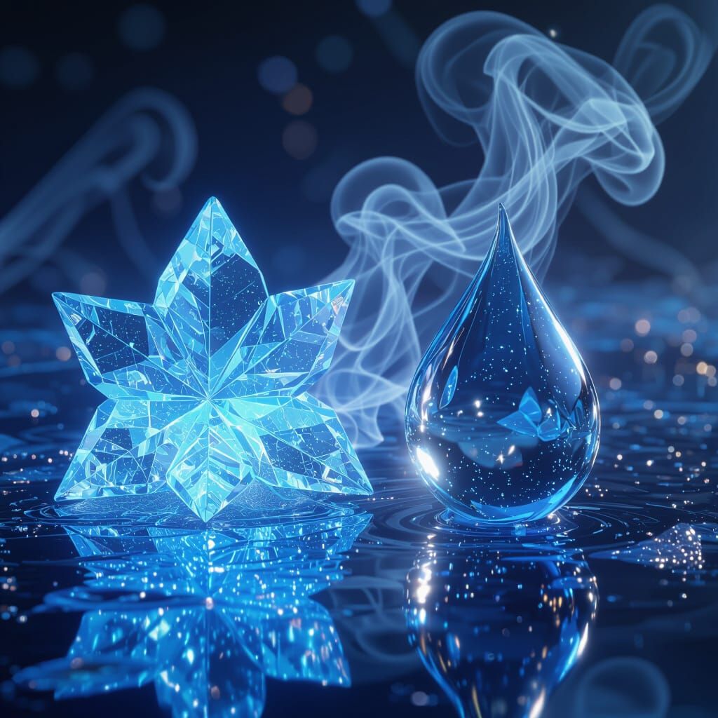 3 States of Matter: Ice, Water, and Steam in Anime Style