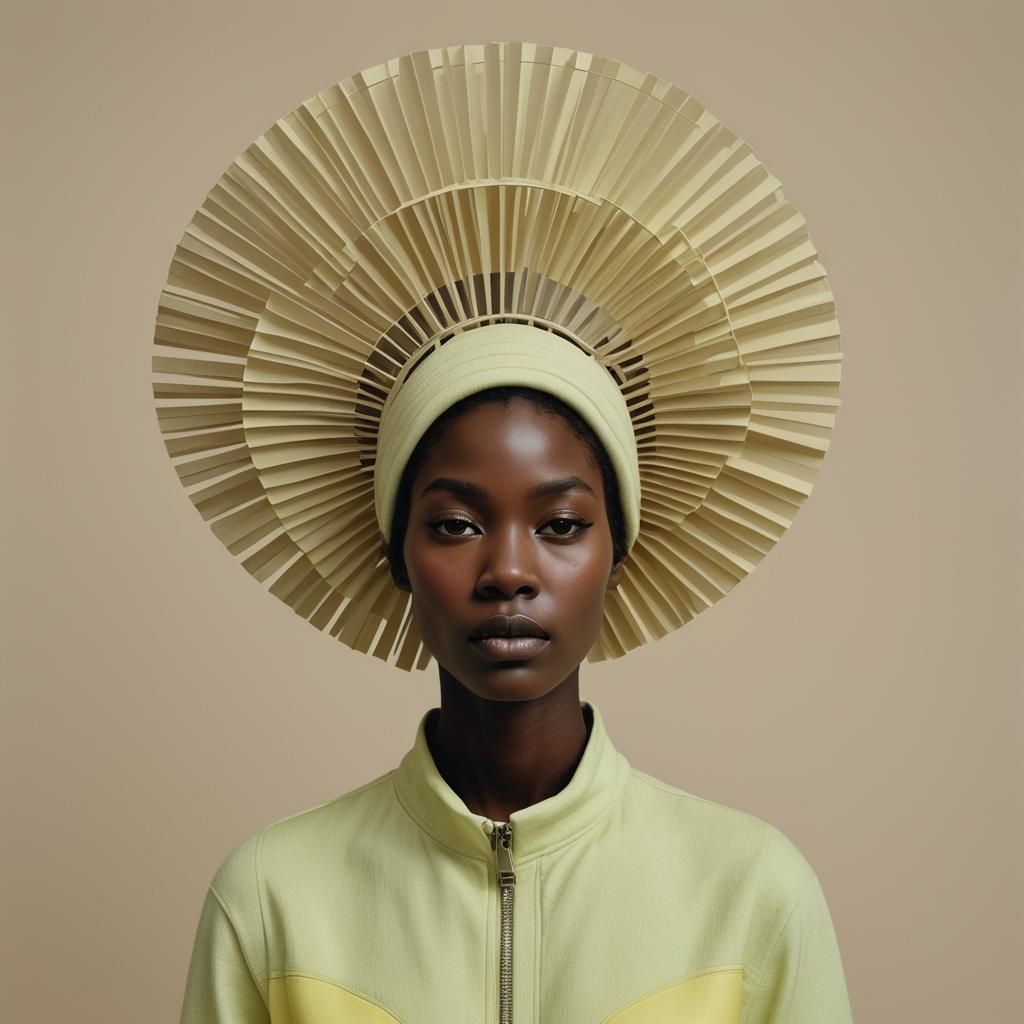 Modern Sculpture of Woman with Neon Equalizer