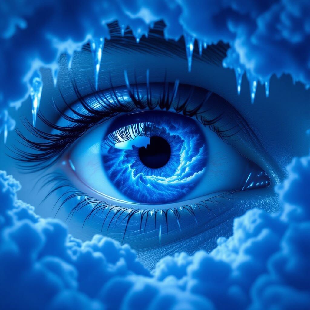 Giant Eye Opens in Night Sky as Cobalt Whirlpool