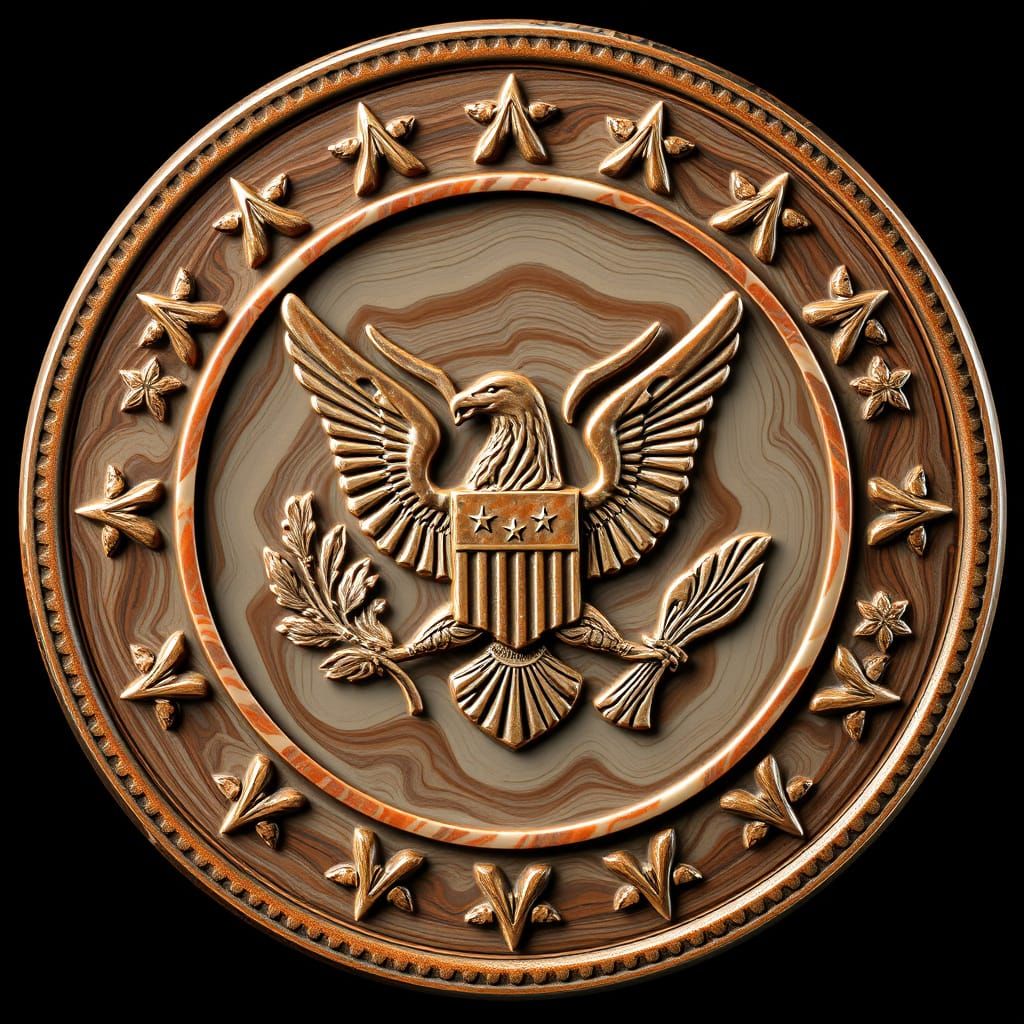 American Seal Carved in Vibrant Gem Stone Jasper