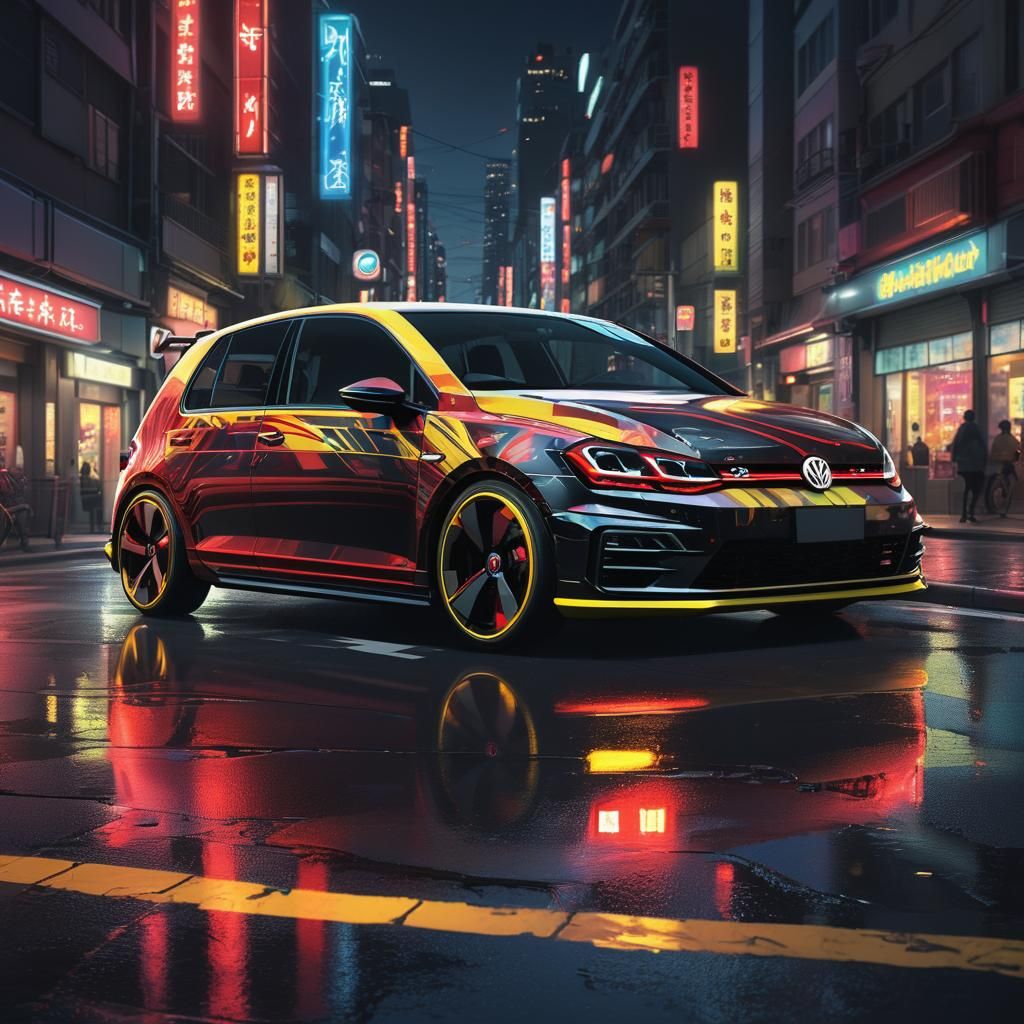 Flash-Themed 2024 GTi in Vibrant 3D Anime Art