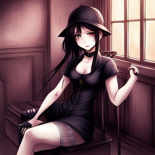 Cute Goth Anime Girls in Japanese Manga Style