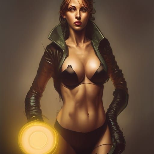 Woman in Gas Mask: Comic Book Art Portrait