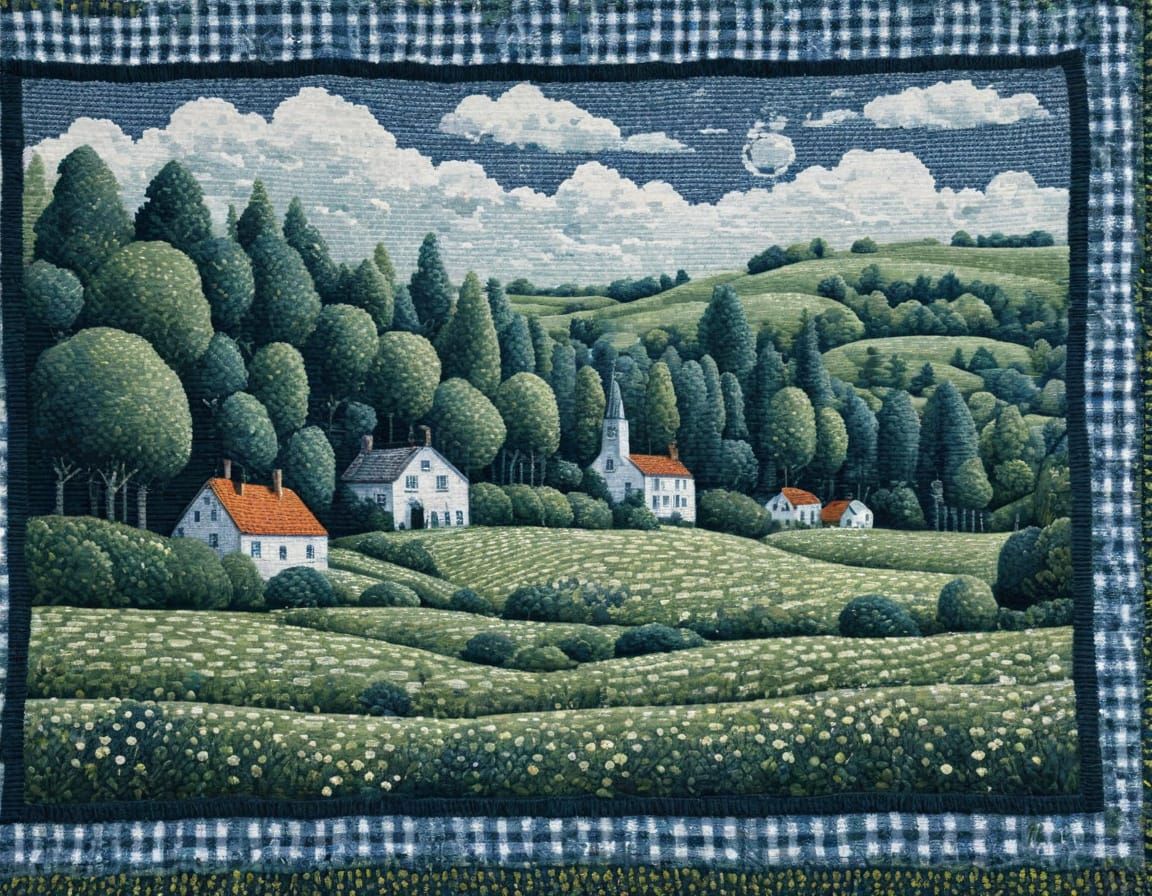 Whimsical Gingham Print Artwork in Soft Knitted Fabric