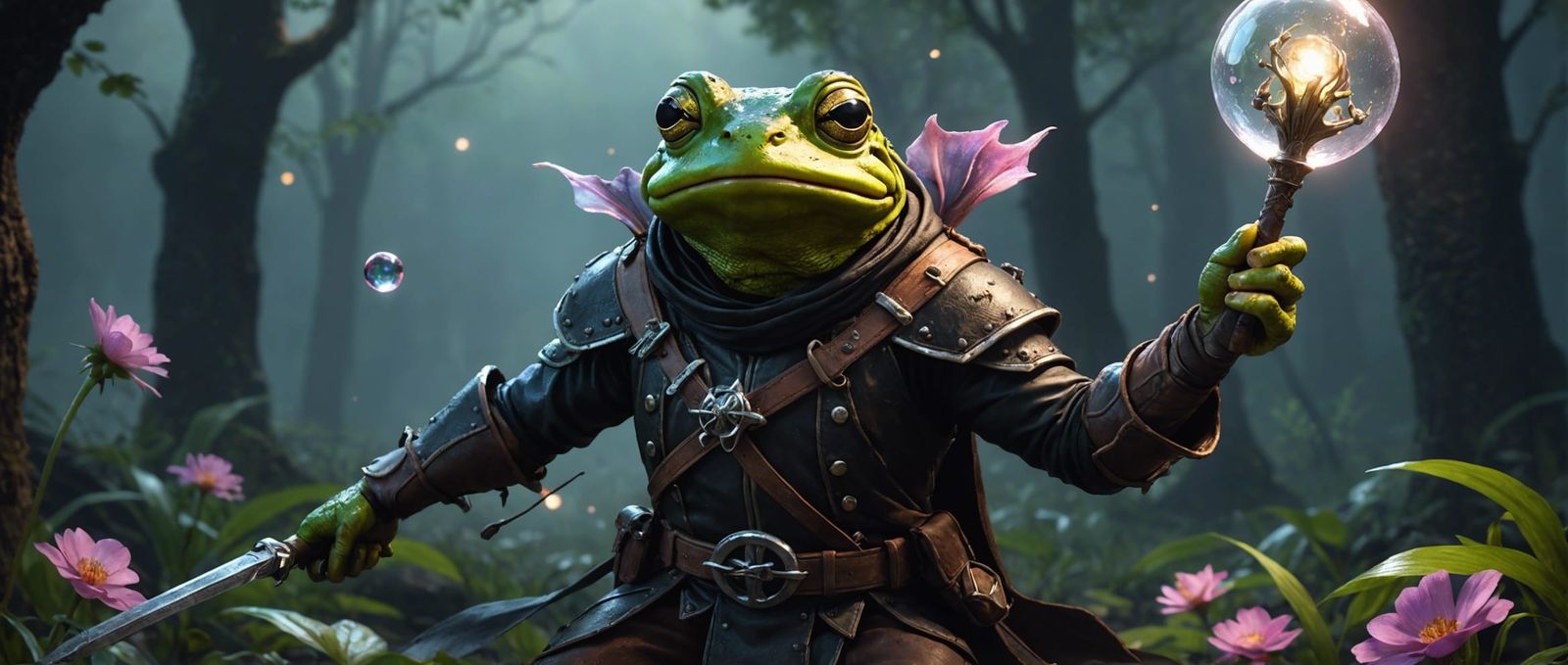 Frog-Fairy Rogue in Epic Battle Close-Up