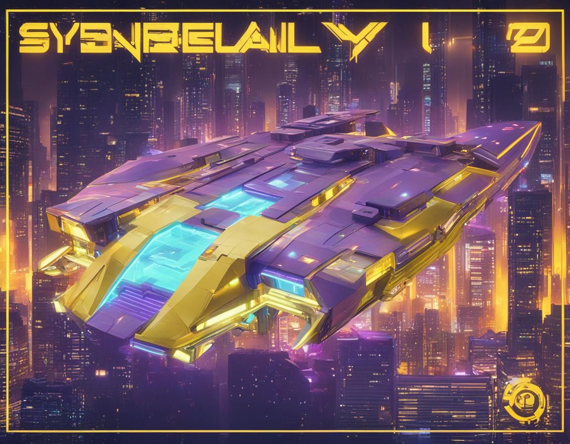 Sleek Spaceship in Cyberpunk 2099 Cityscape