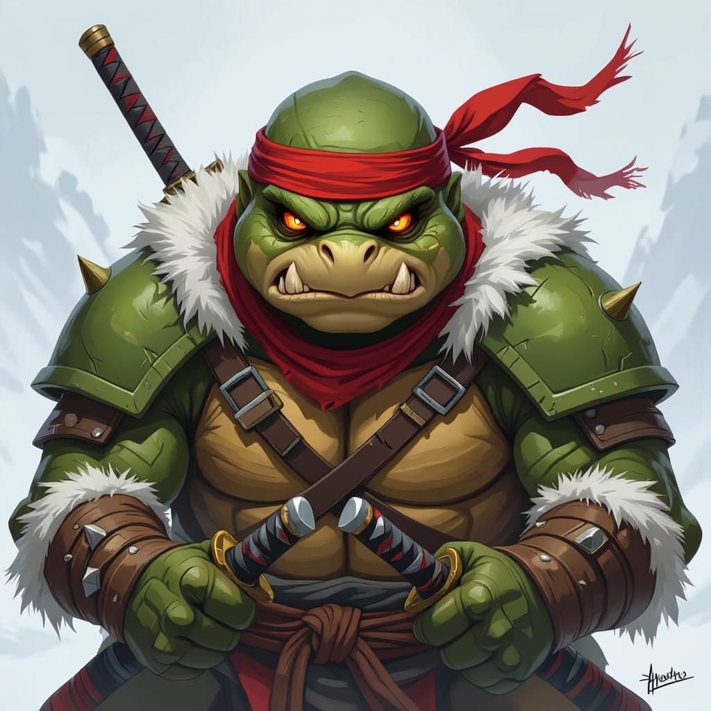 Agile Tortle Monk in Tundra with Two Swords