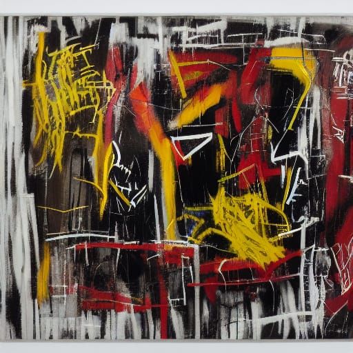 Expressive Boy and Dog Art in Neo-Primitivist Style