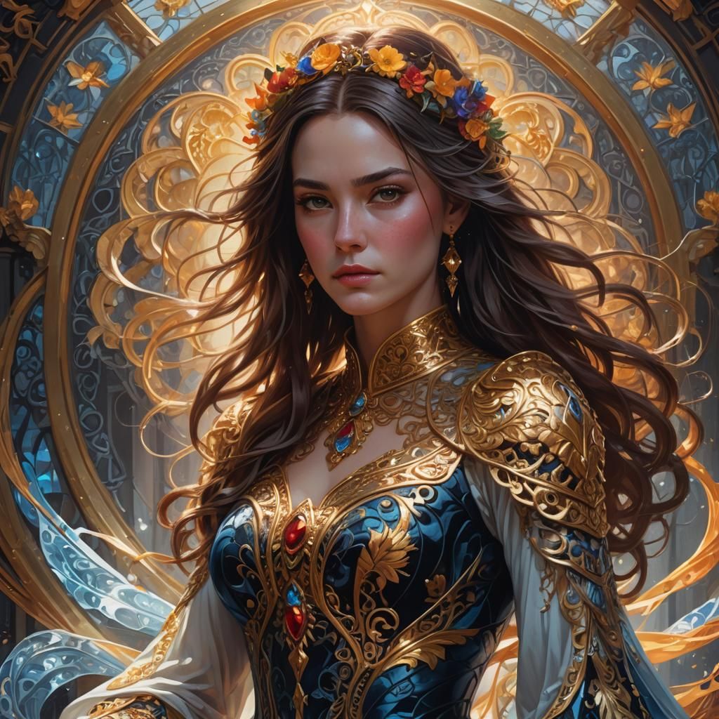 Fantasy Woman Portrait in Art Nouveau Style