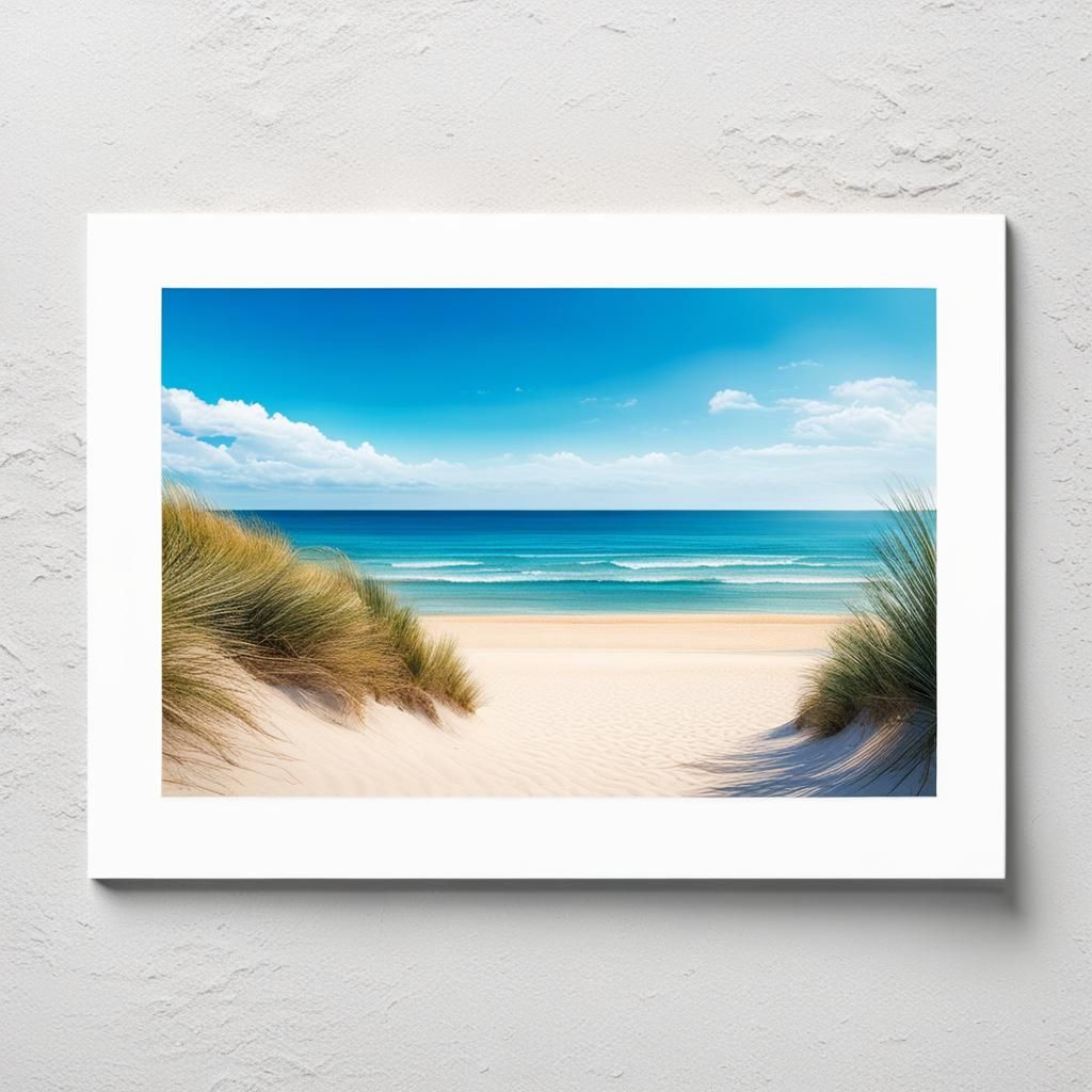 Picturesque Beach Scene in Postcard Frame
