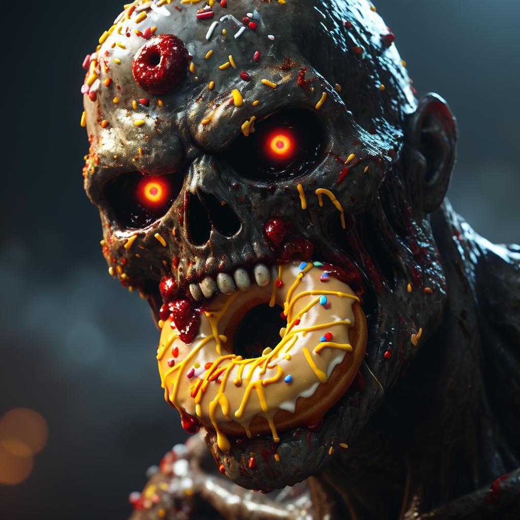 Donut Zombie Horror Concept Art in Matte Painting Style