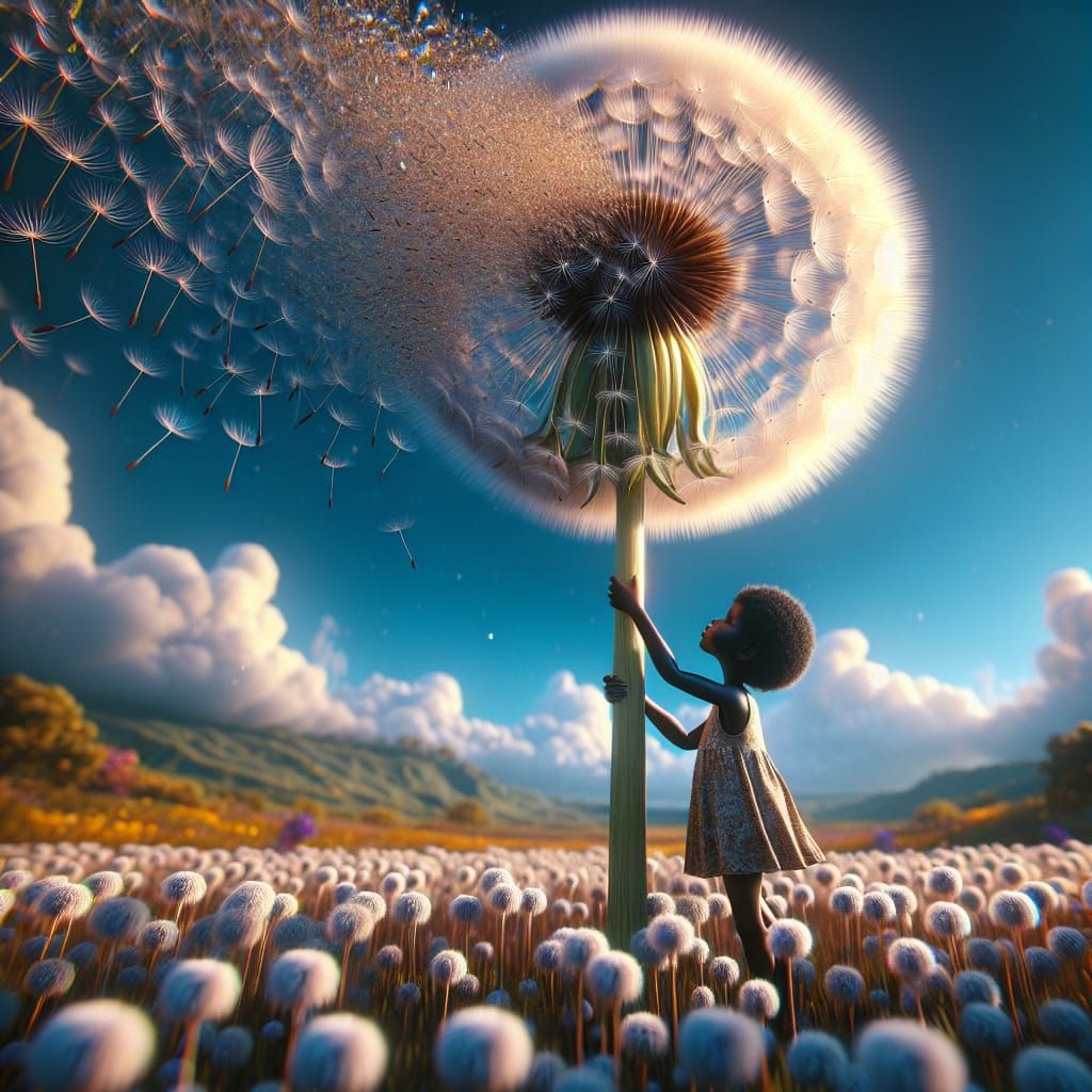 Enchanting Dandelion Wish in Azure Sky