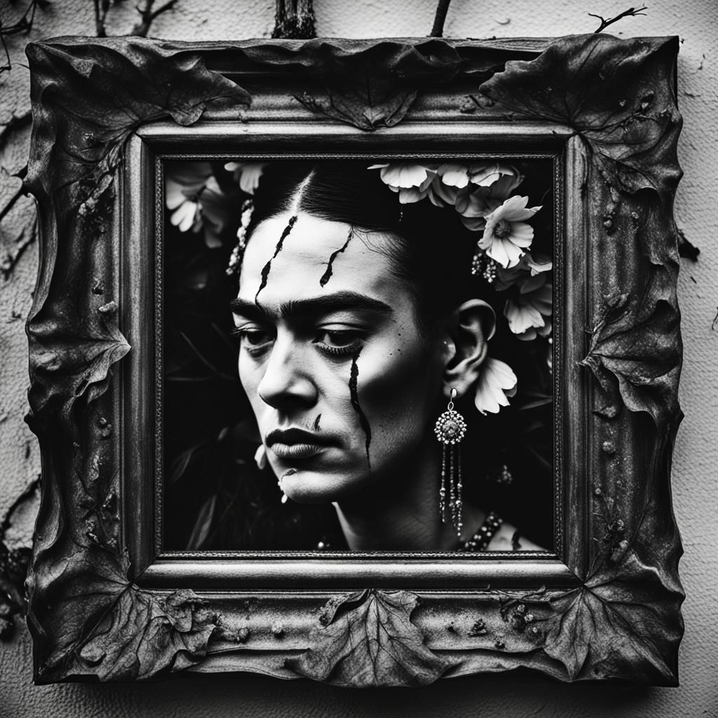 Botanical Painting of Woman in Flower Garden