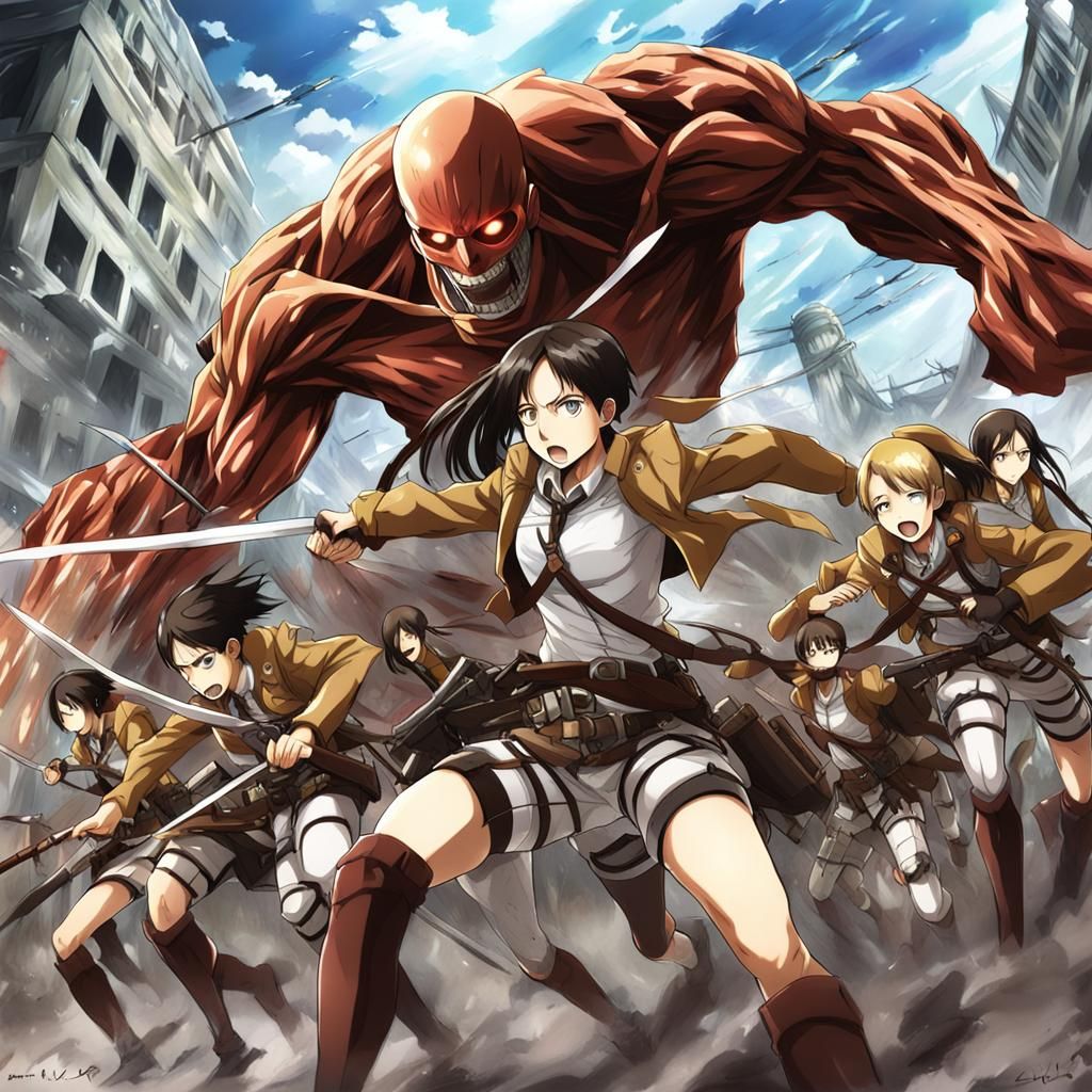 Attack on Titan: Eren's Battle in Anime Style