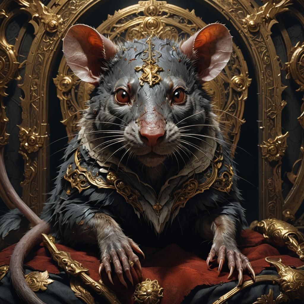 Dark Fantasy Rat Portrait in Digital Painting Style