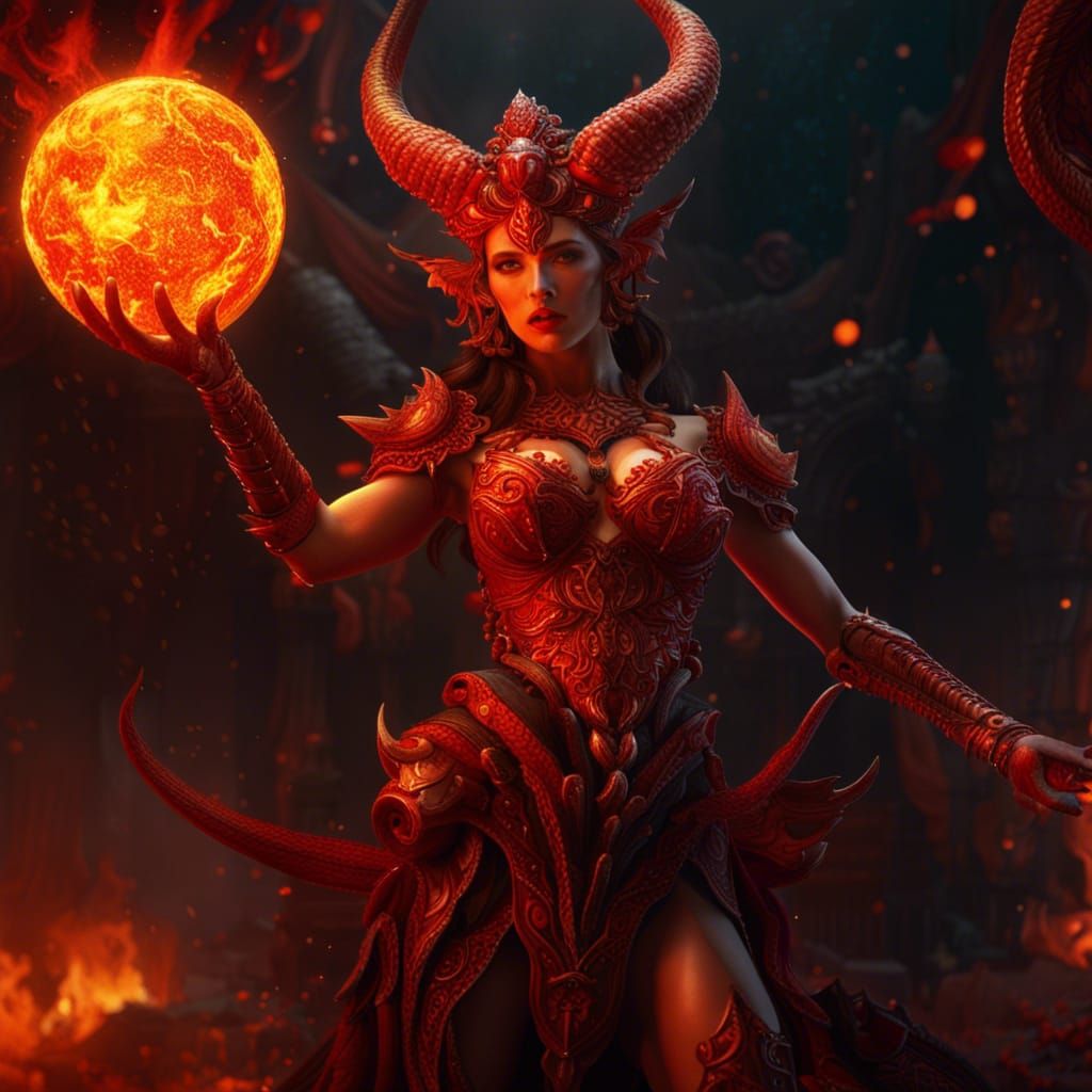 Lilith Diablo Selfie: Detailed Matte Painting