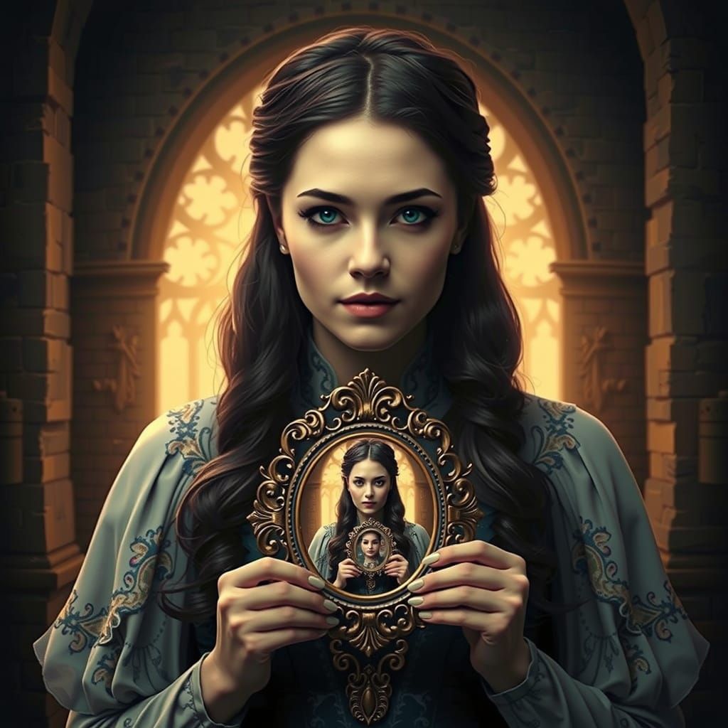 Majestic Woman Lost in Recursive Portrait