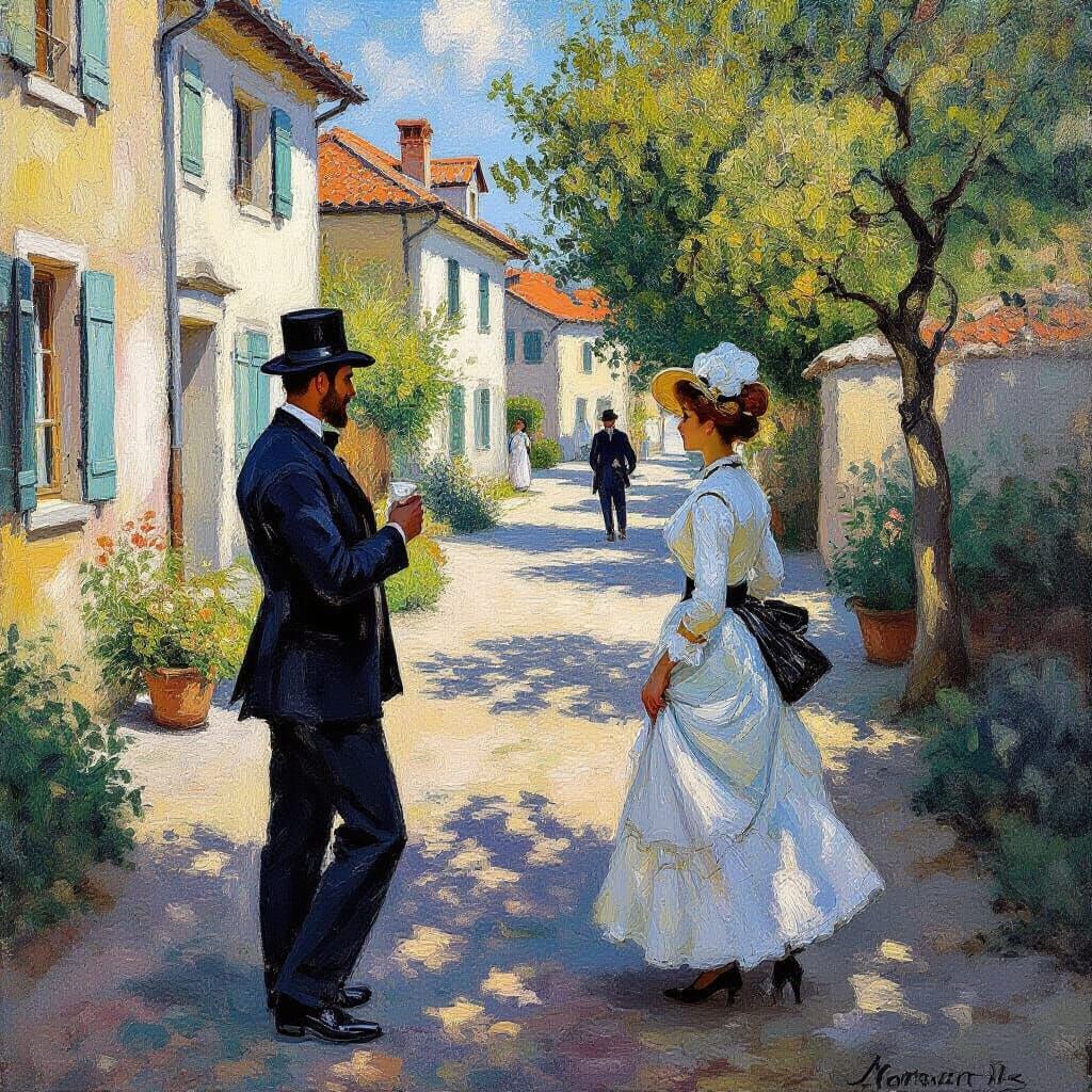 Kittens Playing with Yarn in Impressionist Style