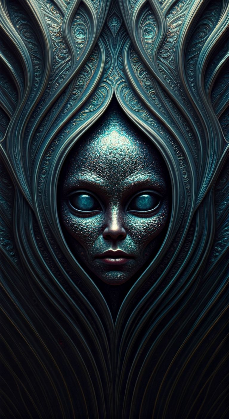 Alien Face Emerges from Liquid Portal