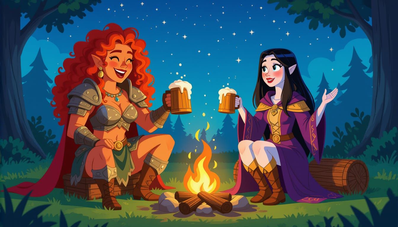 Ginger Warrior and Wizard in CalArts Cartoon Style