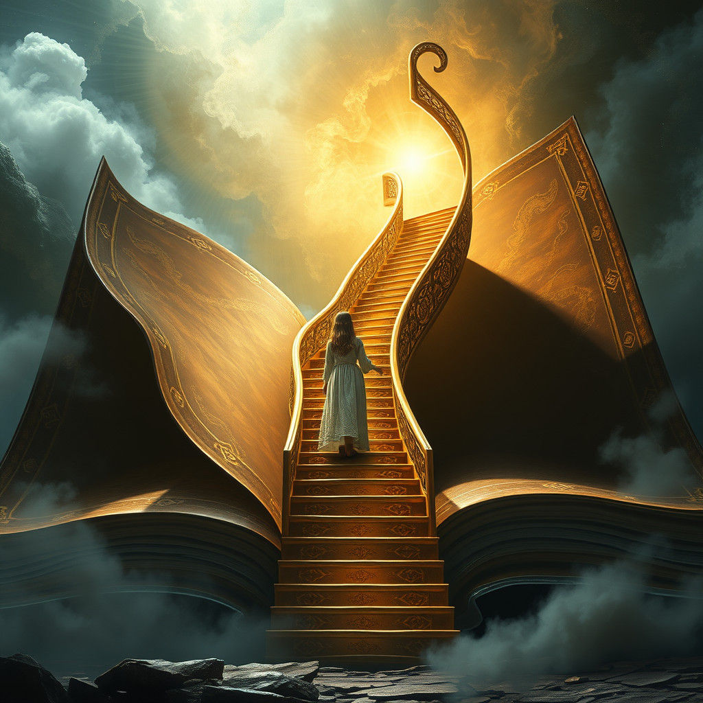 Magical Book with Stairway, Cinematic Digital Art
