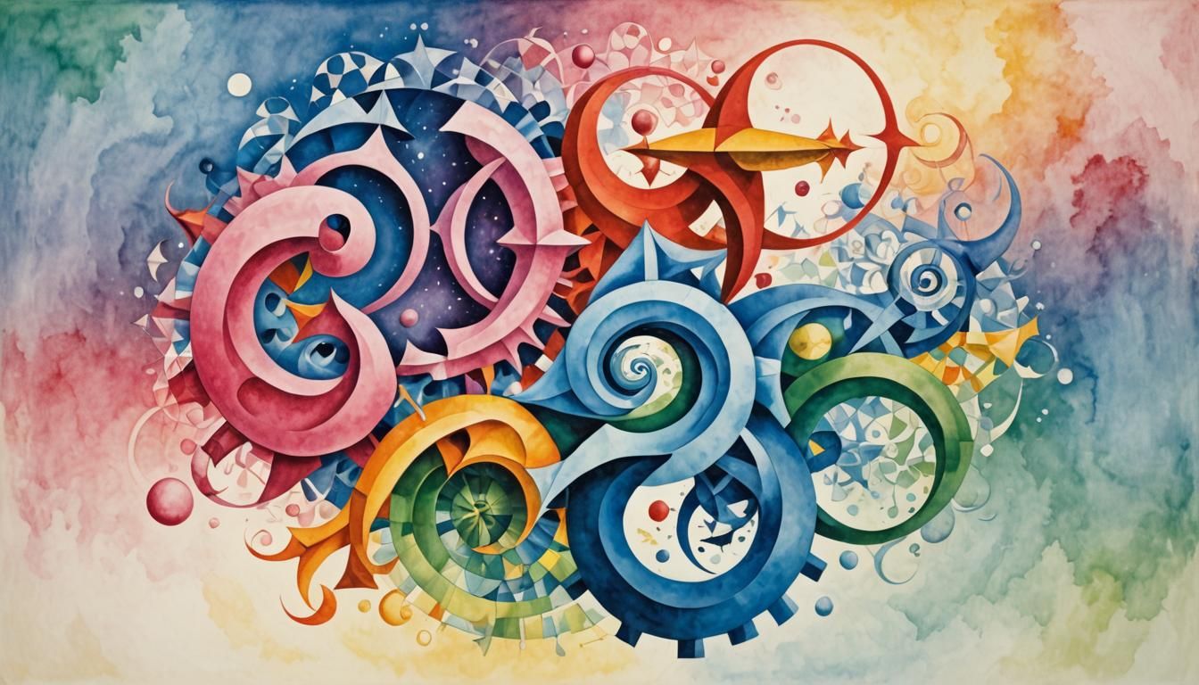 Escher-esque Fractal Geometry with Zodiac Elements