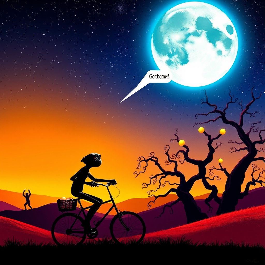 E.T. on Bicycle Under Samuel L. Jackson Moon