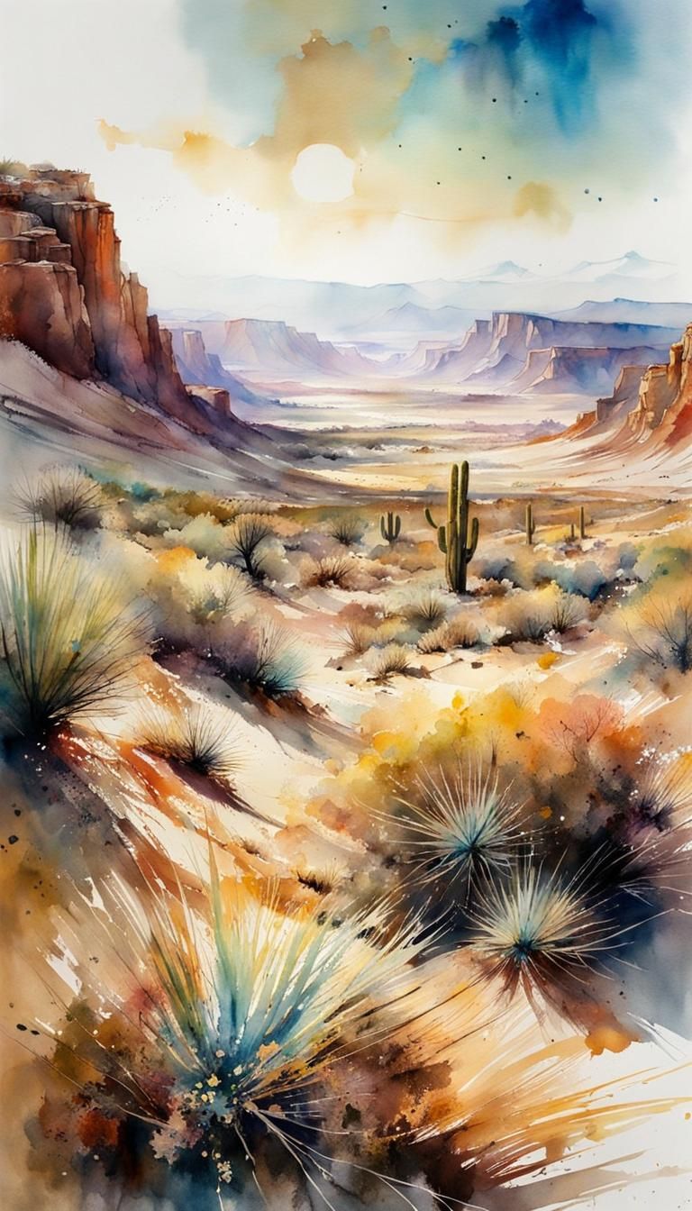 Watercolor Desert Canyon Masterpiece