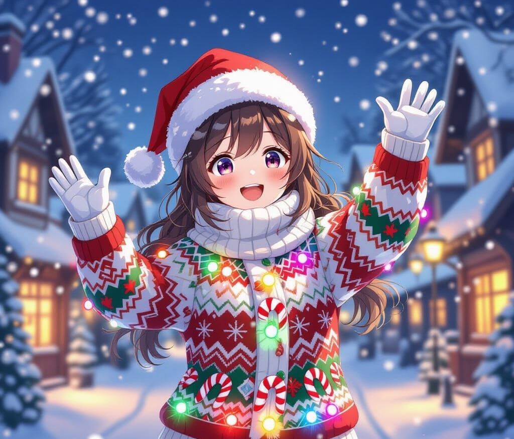 Cheerful Snow Woman in LED Christmas Sweater