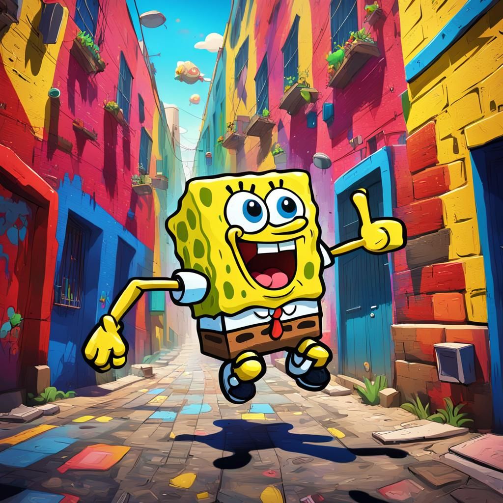 SpongeBob and Mario in Cartoon Slapstick