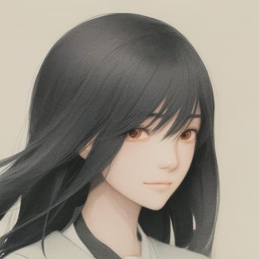 Anime Girl Smiles Serenely in Soft Digital Art