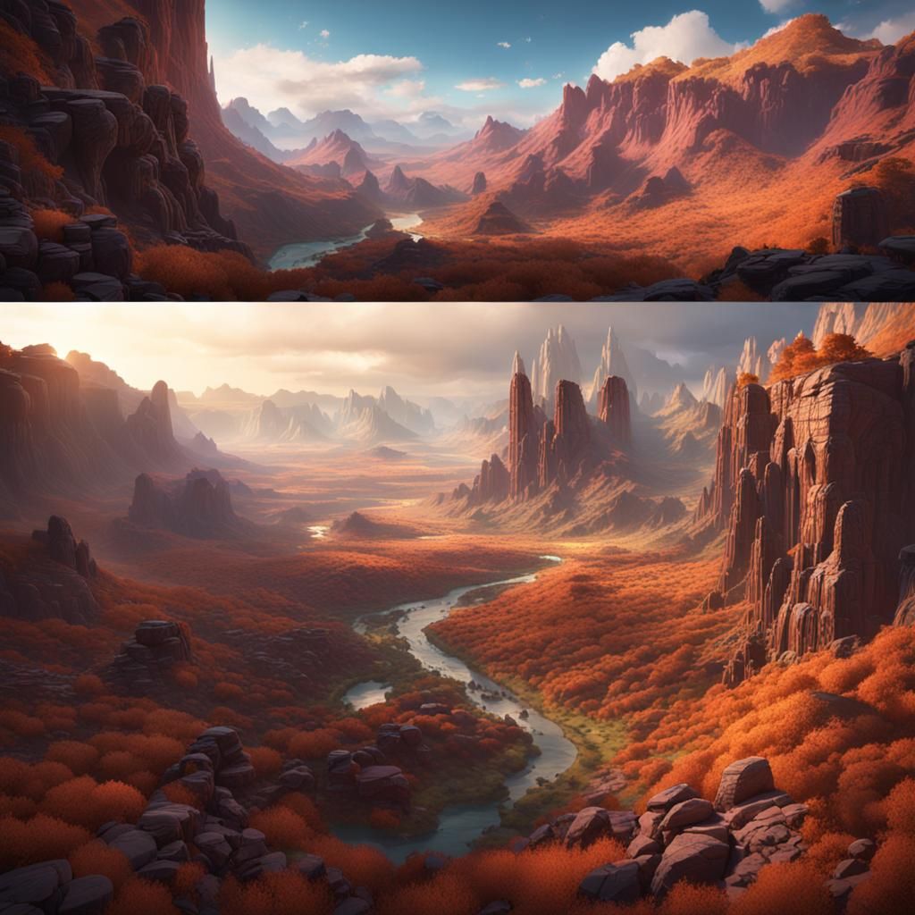 Fantastical Steam Canyon Valley in Detailed Matte Painting