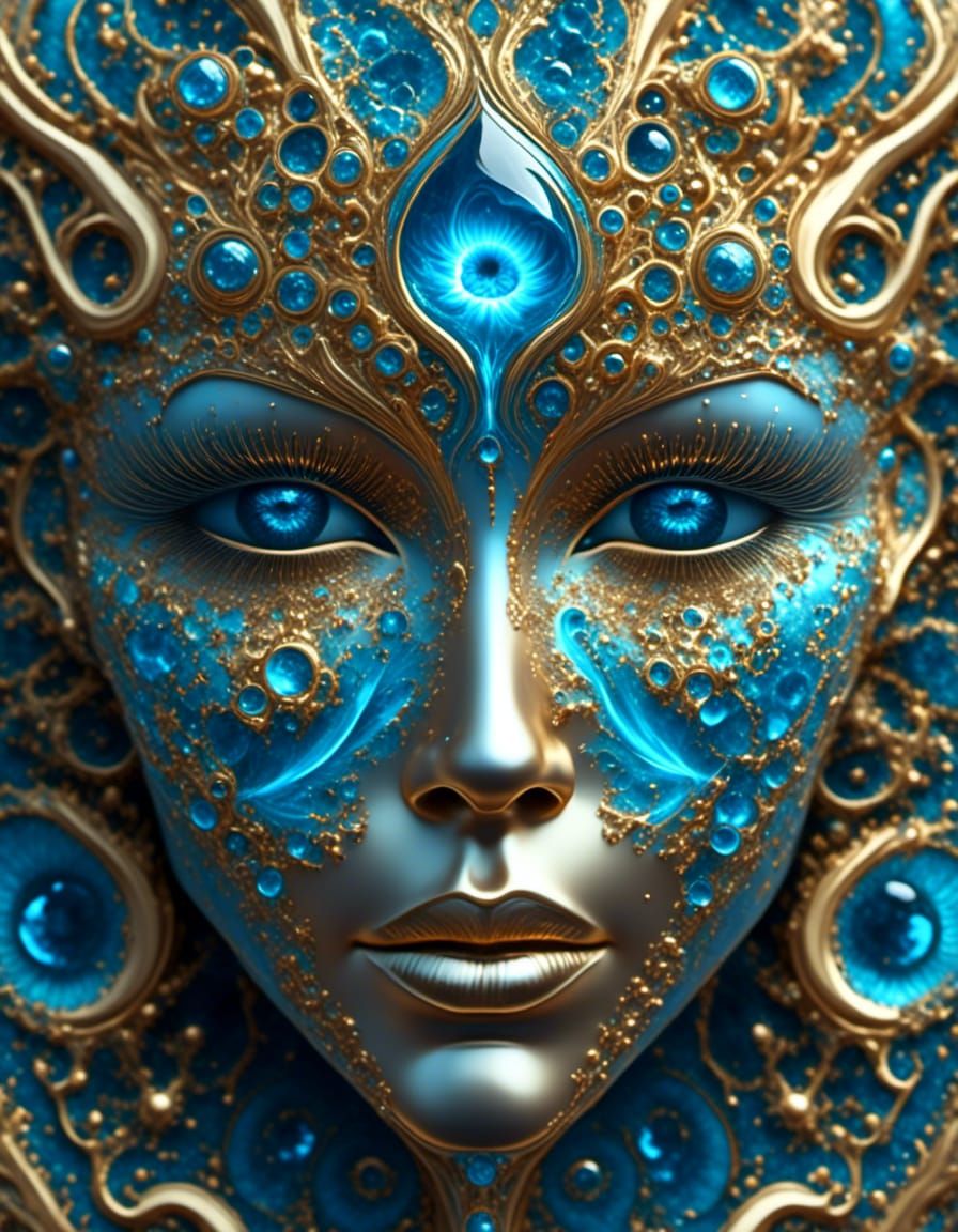 Smiling Fractal Face with Iridescent Details