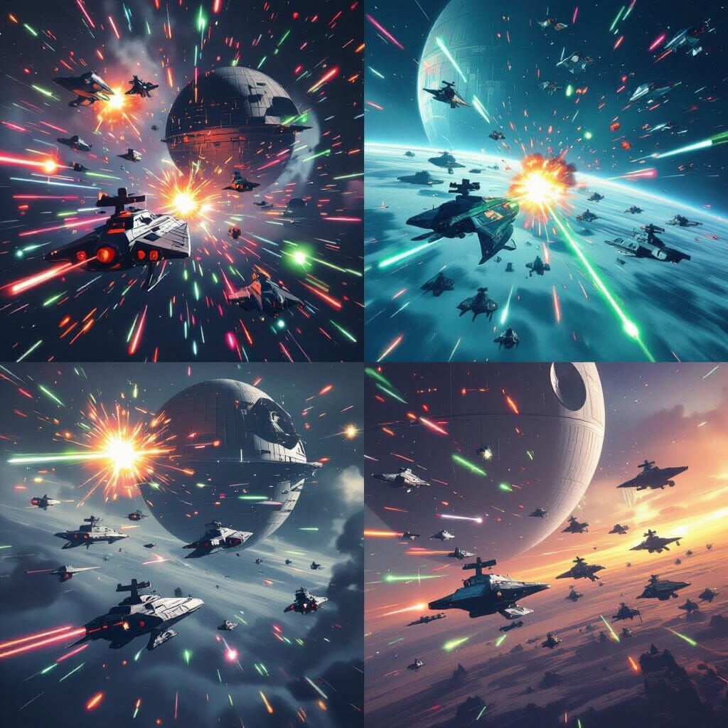 Epic Star Wars Space Battle Near Death Star