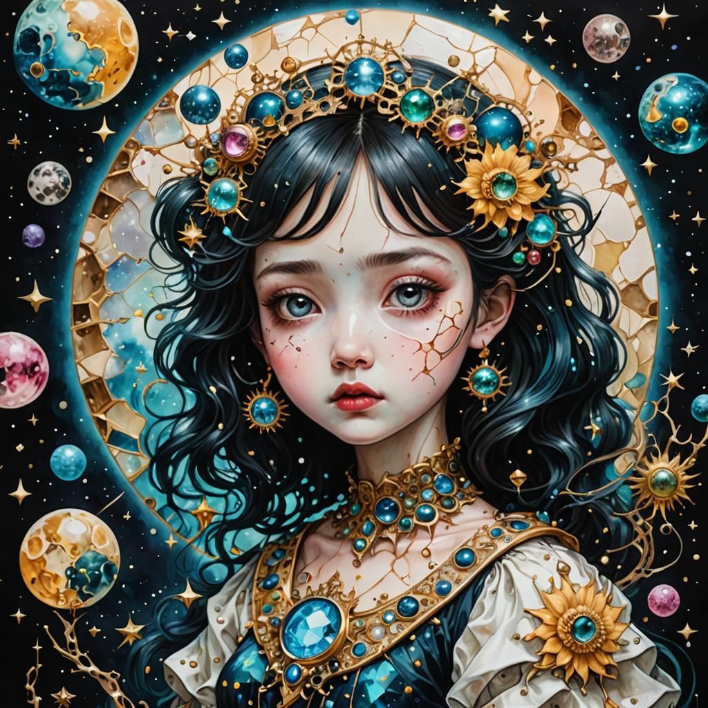 Shattered Cosmos in Alcohol Ink, Hyperdetailed Art