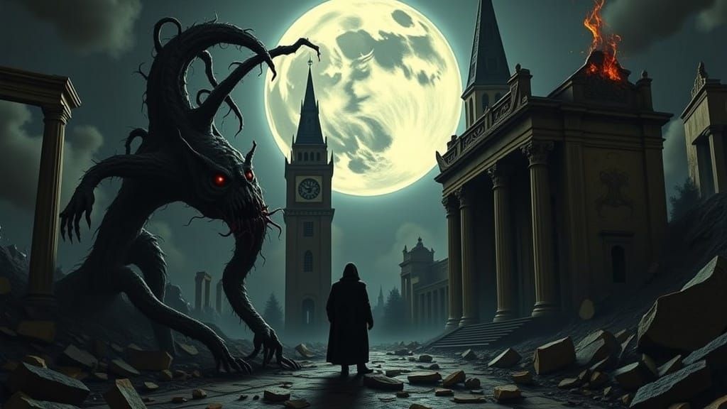 Grotesque Creature Emerges from Abyss in Dark Surrealism