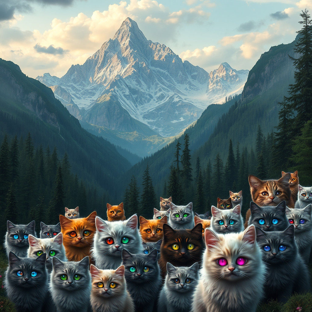Mountain of Cats: A Hyperrealistic Portrait