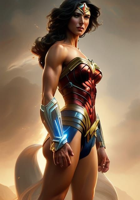 Hyperdetailed Portrait of a Muscular Woman in Dynamic Lighti...