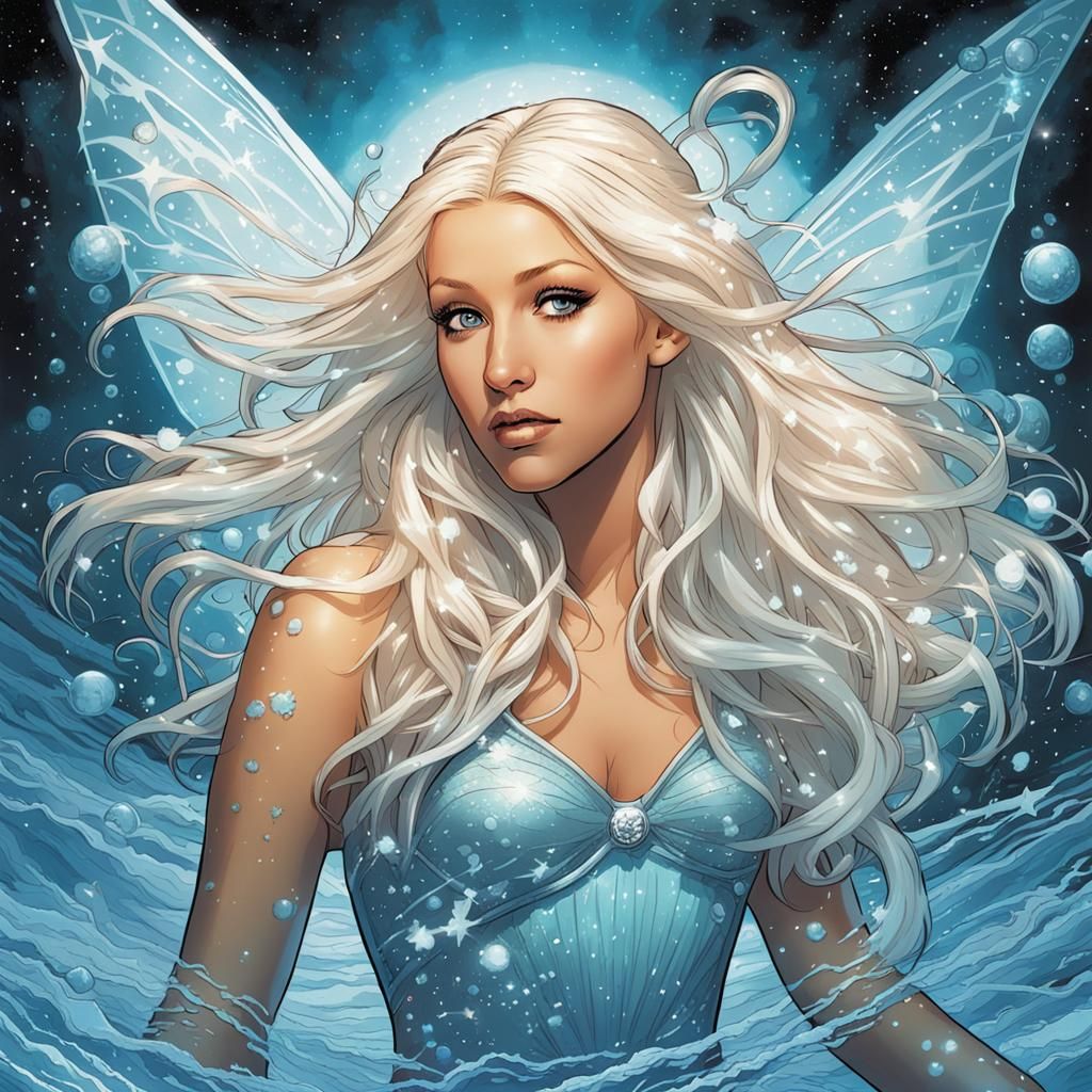 Water Fairy with Stardust, Comic Book Art