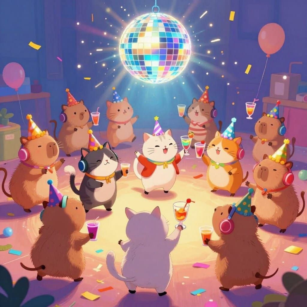 Cats, Hamsters, and Capybaras Dance Party